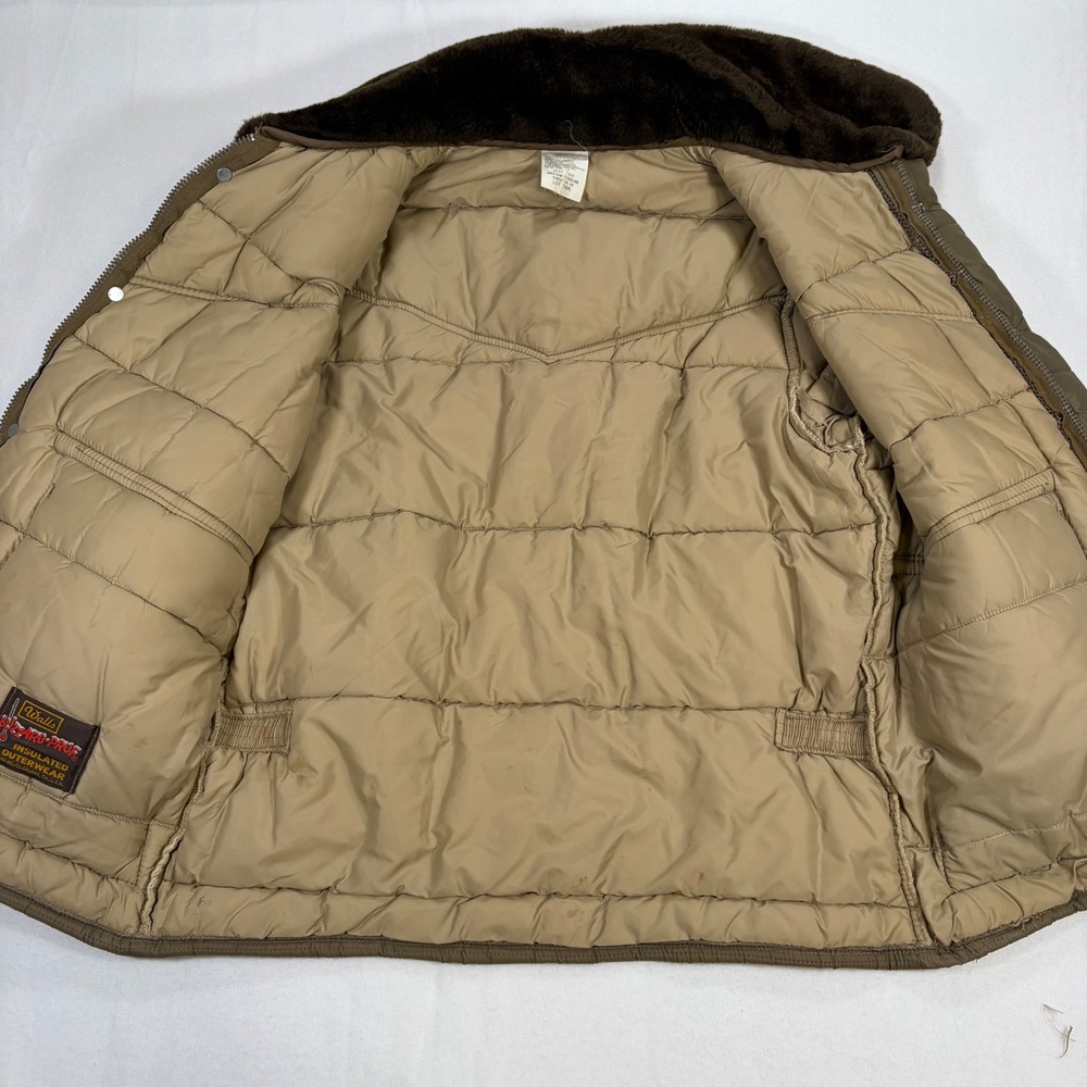 Walls Blizzard-Pruf Vintage 70s Puffer Jacket Faux Fur Collar Brown Medium Reg - Picture 5 of 9